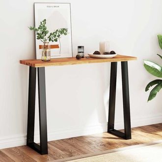 vidaXL Mesa Consola Con Borde Vivo Madera Maciza Acacia 110x35x80 Cm Vidaxl