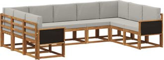 vidaXL Conjunto De Sof&aacute;s De Exterior 9 Uds. Natural Y Gris Claro Vidaxl