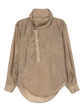 System asymmmetric collar shirt - women - Rayon/Polyester - 36 - Brown