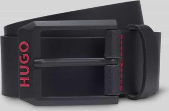 HUGO BOSS G&uuml;rtel mit Logo Schlie&szlig;e aus Leder in Black, Gr&ouml;&szlig;e 110