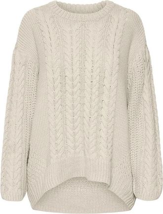 Vero Moda Sweater Womens Beige Cable-Knit Long Sleeve Oversized PALL328