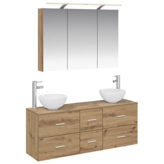 vidaXL Juego De Muebles De Ba&ntilde;o 4 Pcs Roble Artesanal Vidaxl