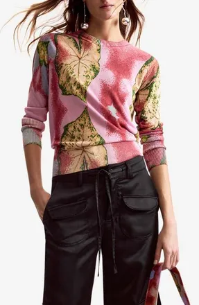 Desigual Mix Stitch Sweater in Pink at Nordstrom, Size X-Small