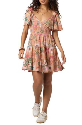 O'Neill Layken Camella Floral Tiered Minidress in Cork at Nordstrom, Size Large