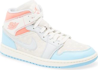 Nike Jordan Air Jordan 1 Mid Basketball Sneaker in Sail/Blue Chill/Lava/Muslin at Nordstrom, Size 10.5