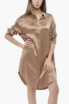 Loewe Chemisier in Satin di Seta con Dettaglio Catena Loewe