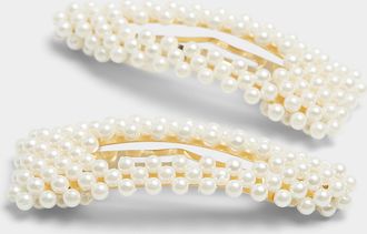 Simons Womens Pearly bead barrettes Set of 2