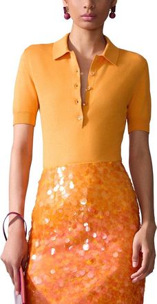 Carolina Herrera Knit Silk-Blend Polo Top