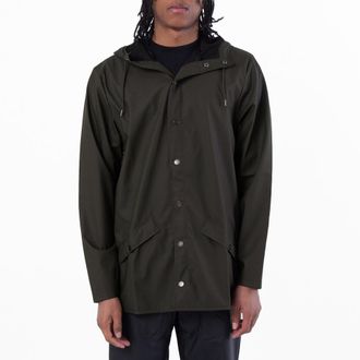 Rains Green Waterproof Hooded Rain Jacket, Size X-Large