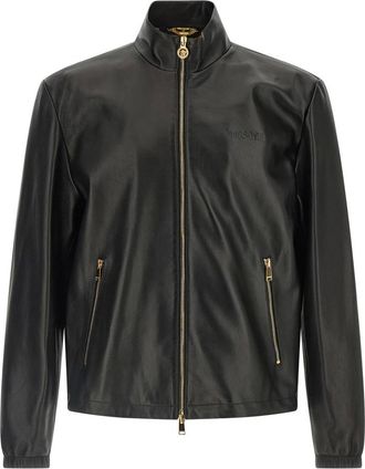 Versace Heren, Jassen, Zwart, Maat: L Leer