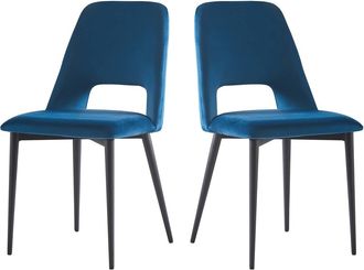 Habitat et Jardin Habitat Et Jardin - Lote De 2 Sillas De Terciopelo fedora - Azul Oscuro
