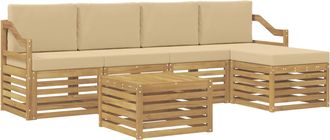 vidaXL Conjunto De Sof&aacute;s De Exterior 6 Uds. Y Beige Poli&eacute;ster Vidaxl
