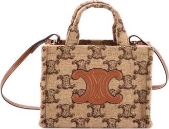 Celine Cabas Thais Triomphe Wool Small tote bag - Beige