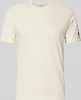 Champion T-Shirt mit Label-Stitchings und Rundhalsausschnitt in Offwhite, Gr&ouml;&szlig;e XXL