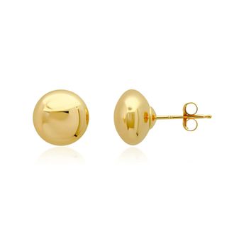MAX + STONE Solid 14k Yellow Gold Half Button Earrings with Gold Butterfly Back 4MM-8MM