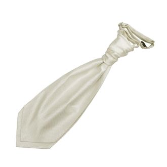 DQT Premium Woven Microfibre Plain Ivory Solid Check Mens Wedding Scrunchie Pre-tied Cravat