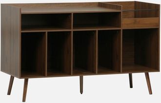 Sweeek Sweeek - Mobili per vinili xl vintage effetto legno scuro, 130cm