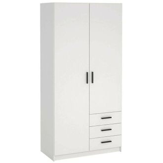 Dmora Guardaroba 2 ante Sultani, Mobile camera da letto, Cabina armadio portabiti, Armadio appendiabiti, 99x50 h200 cm, Bianco - Dmora
