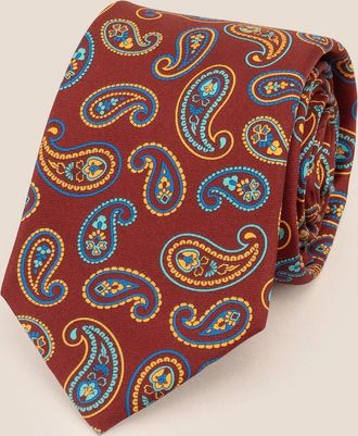 Oswin Hyde Mens Bordo Paisley Silk Tie - Red