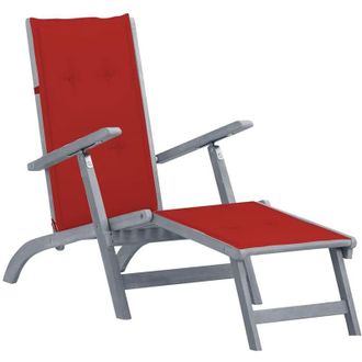 vidaXL Tumbona De Jard&iacute;n Con Reposapi&eacute;s Y Coj&iacute;n Madera Maciza Acacia Vidaxl
