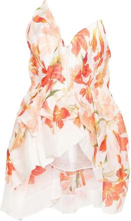 Zimmermann Oranje Bloemen Top Aw 24 - Dames - Tops zonder mouwen - Veelkleurig - XS - Linnen - Tops