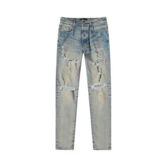 Amiri Mens Thrasher Plus Distressed Jeans In Clay Indigo