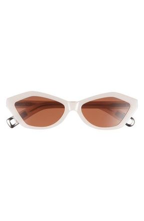 Jacquemus Les Lunettes Bambino Cat Eye Sunglasses in Pearl/Silver/Chocolate at Nordstrom