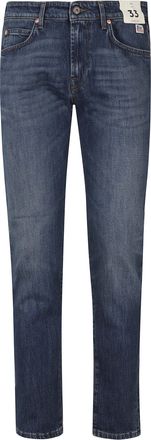 Roy Rogers Medium Wash Slim Fit Five-Pocket Straight-Leg Jeans