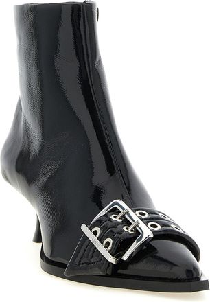 Ganni Buckle Ankle Boot - Black