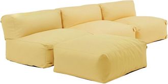 Oviala Sof&aacute; de esquina fijo modular con 3 sillones y 1 puff amarillo claro