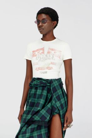 Diesel Ribbed T-shirt with concert graphics - T-Shirts - Woman - White