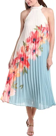 Adrianna Papell Floral Pleated Chiffon Dress