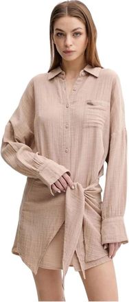 Melissa Odabash Sara Shirt Dress - Dames - Shirt Kleedjes - Bruin - XL - Katoen - Kleedjes