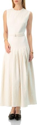 Ivonne Sleeveless Long Dress with Wide Skirt Pleats in Ivory at Nordstrom, Size 14