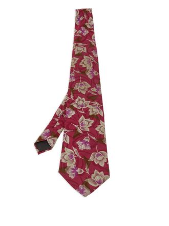 Lanvin Stropdas met bloemenprint - Rood