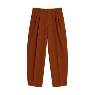 A Paper Kid Wide Trousers, female, Brown, Size: XS Linen Pleated Pants