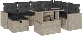 vidaXL Vidaxl - Set De Sof&aacute;s De Jard&iacute;n 8 Pzas Y Cojines Rat&aacute;n Sint&eacute;tico Gris