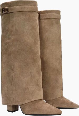 XY London Womens XY London Womens/Ladies Rayna Folded Collar Knee-High Boots - Brown - Size: 6