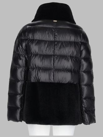 Herno Quilted Puffer with Faux Fur Trim Puffer Jacket - Black