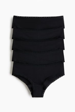 H&M 5er-Pack Baumwollhipster - Schwarz