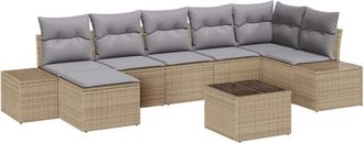 vidaXL Garden Sofa Set with Cushion 7 pcs Beige Poly Rattan vidaXL