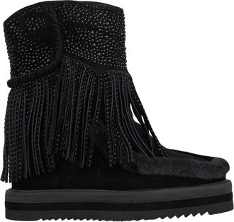 Alma En Pena Fur Fringed Bootie - Dames - Winterlaarzen - Zwart - 39 EU - Schoenen