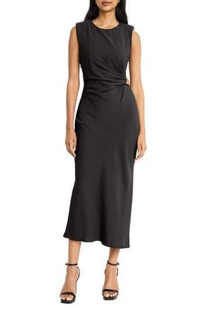Donna Morgan Side Ruched Strapless Midi Dress in Black at Nordstrom Rack, Size 10