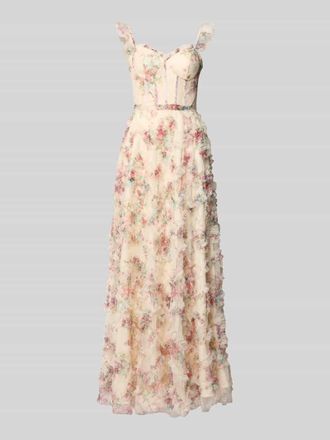 Unique Maxikleid mit R&uuml;schen im Stufen-Look in Hellgelb, Gr&ouml;&szlig;e 42