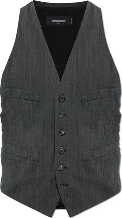 Dsquared2 Gilet van gecombineerde materialen - Heren - Bodywarmers - Grijs - S - Katoen - Jassen