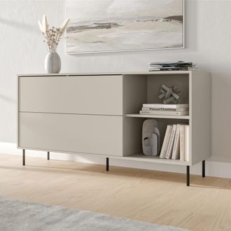Dmora Credenza Cogoleto, Alacena 2 Repisas, Apertura Abatible, 2 Puertas, 150x39x75 Cm Beige