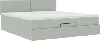 vidaXL Vidaxl - Estructura De Cama Otomana Con Colch&oacute;n Gris Claro 160x200cm