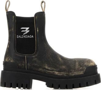 Balenciaga Black Distressed Strike Chelsea Boots