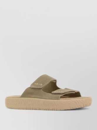 Veja suede double strap slippers textured sole