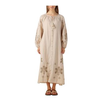 Summum Dames, Jurken, Beige, Maat: S Linnen